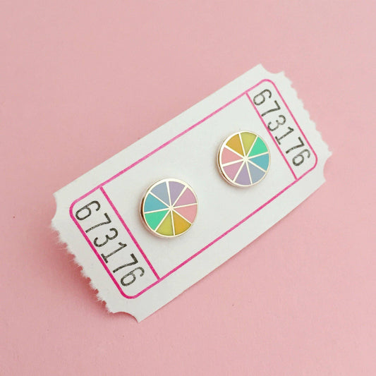 Pastel colour wheel stud earrings