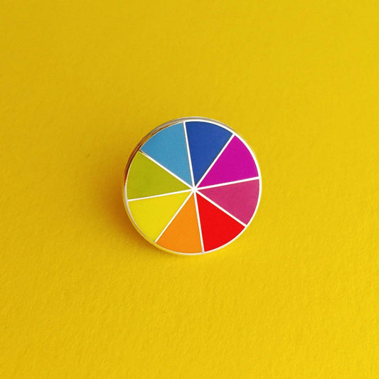 Bright colour wheel enamel pin