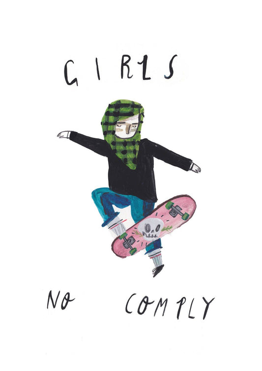 Girls no comply postcard