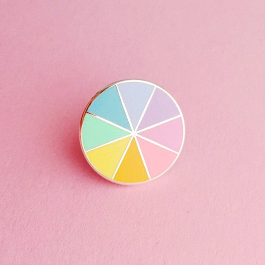 Pastel colour wheel enamel pin