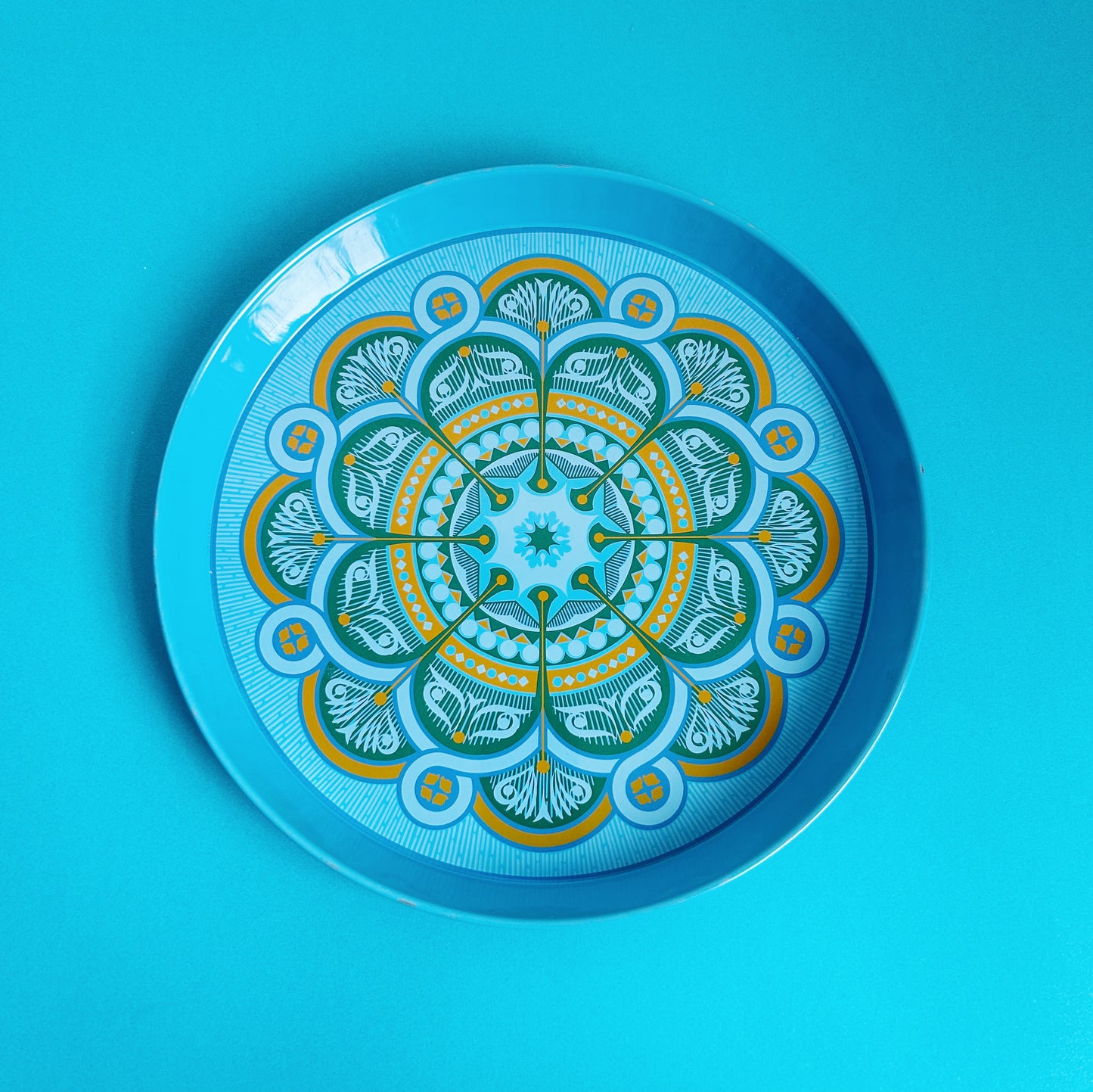 Worcester Ware 1960s blue metal tray