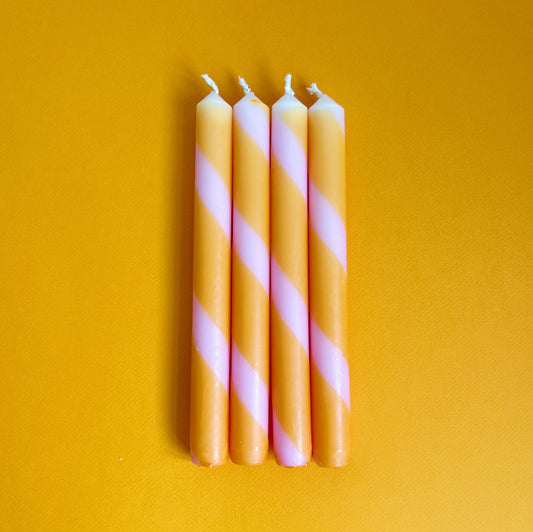 Twisted stripe candles | Pink and yellow
