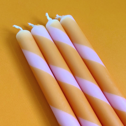 Twisted stripe candles | Pink and yellow