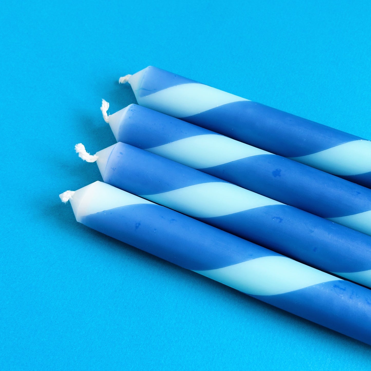 Twisted stripe candles | Turquoise and blue