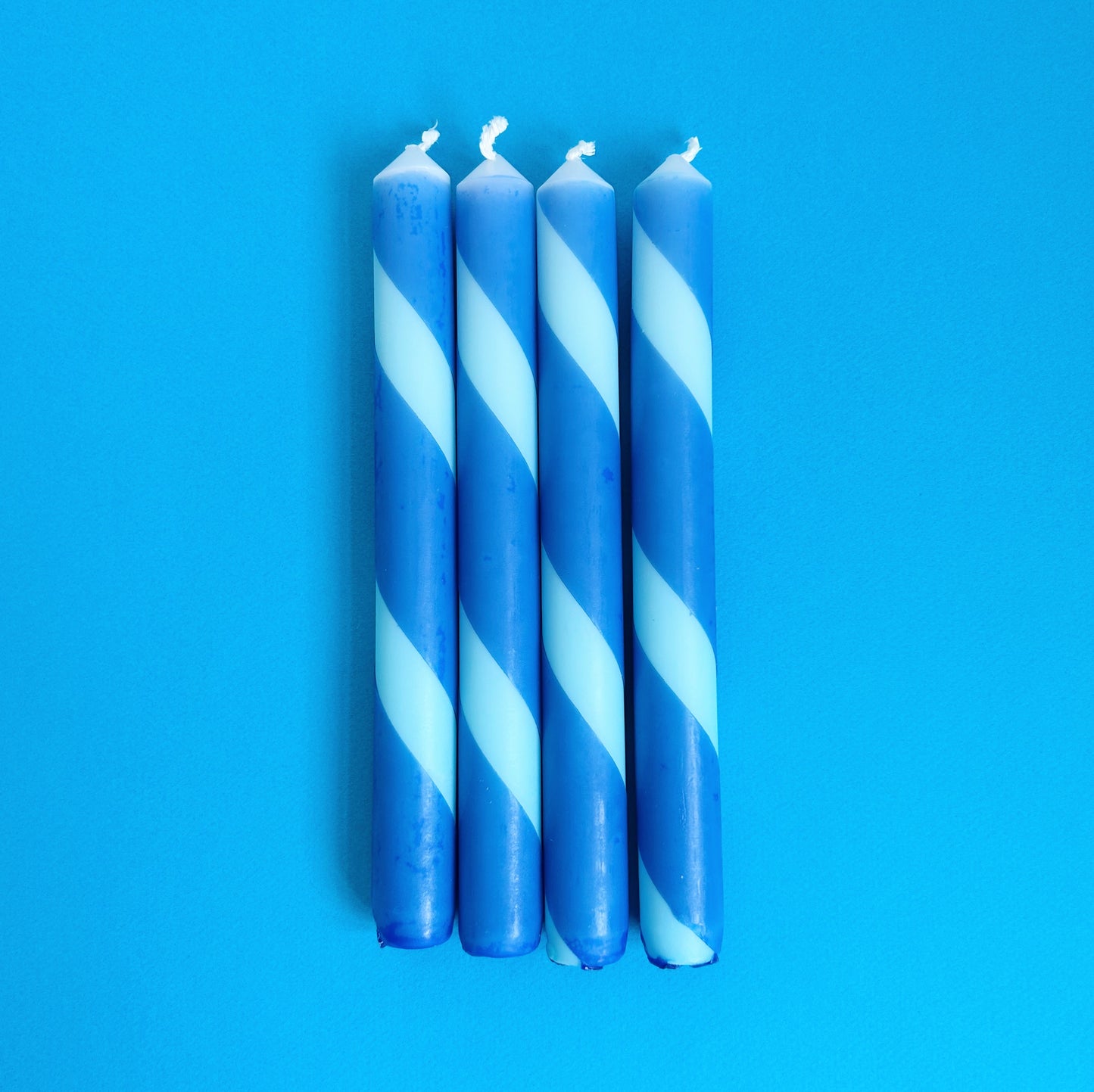 Twisted stripe candles | Turquoise and blue