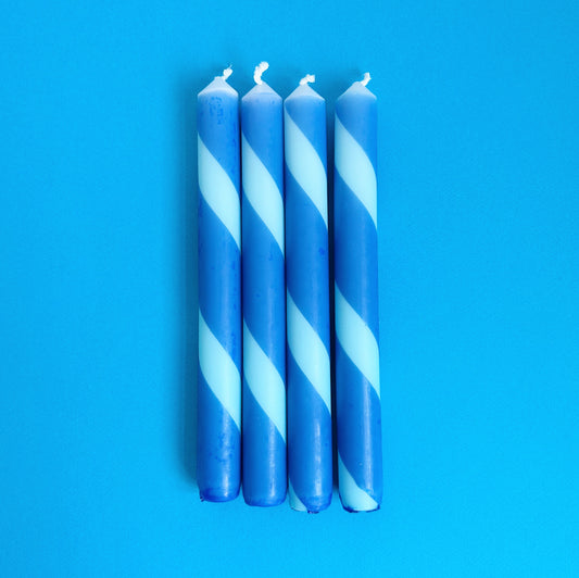 Twisted stripe candles | Turquoise and blue