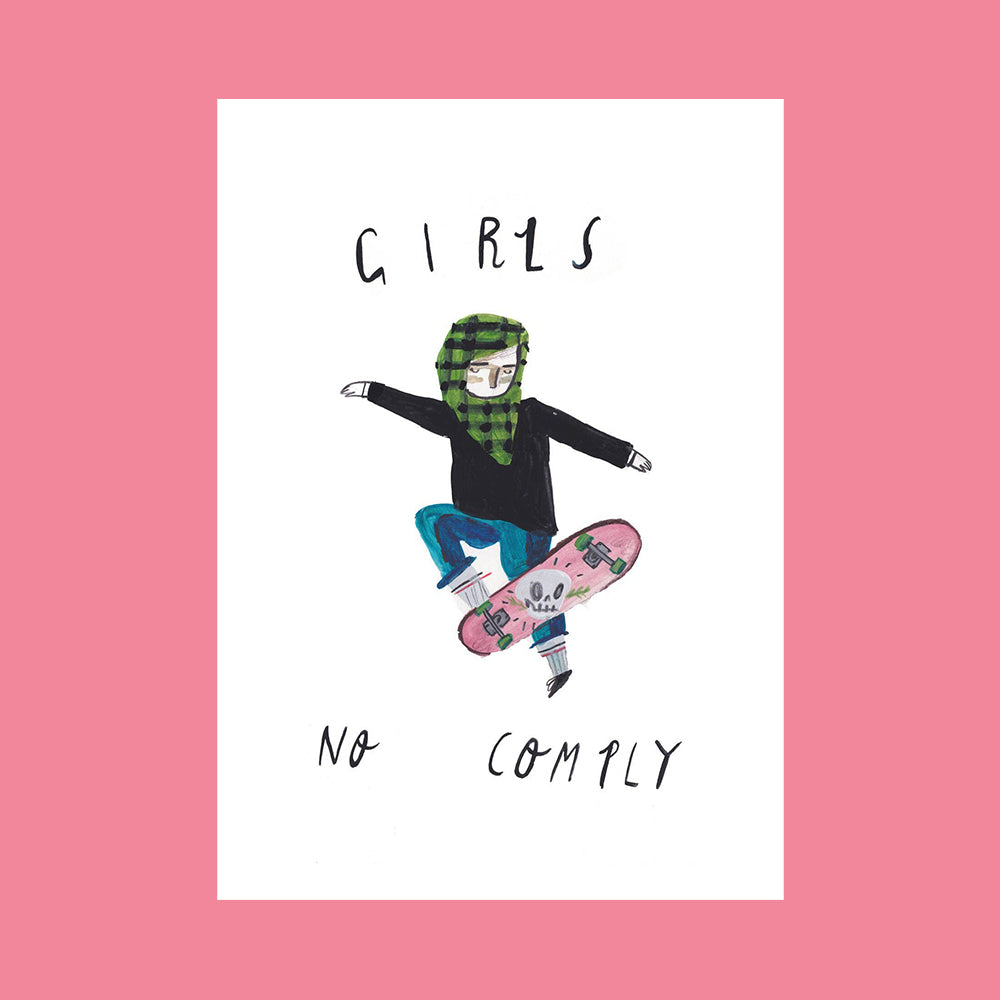 Girls no comply postcard