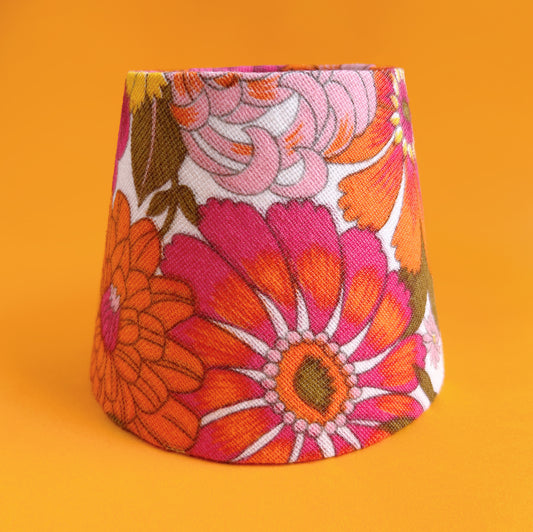 Pink and orange retro fabric lampshade