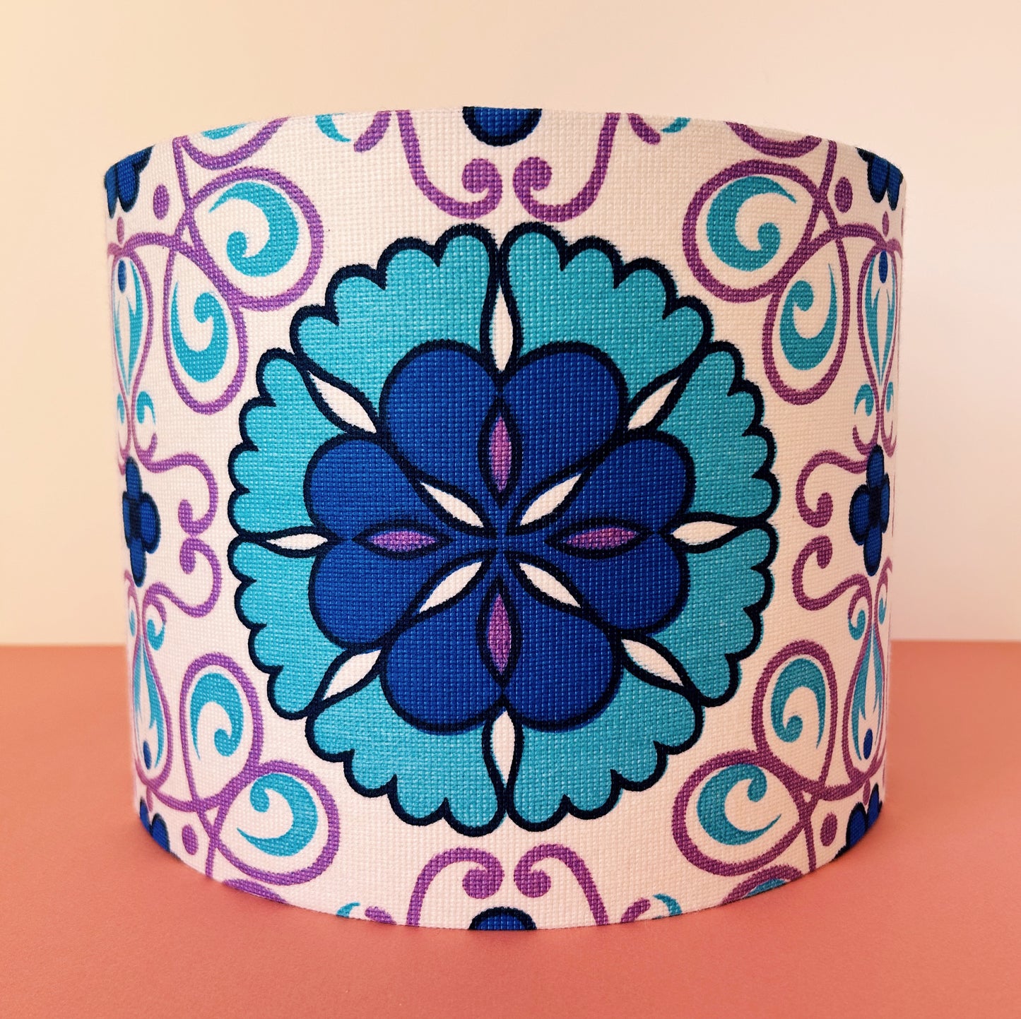 Blue and purple retro fabric lampshade