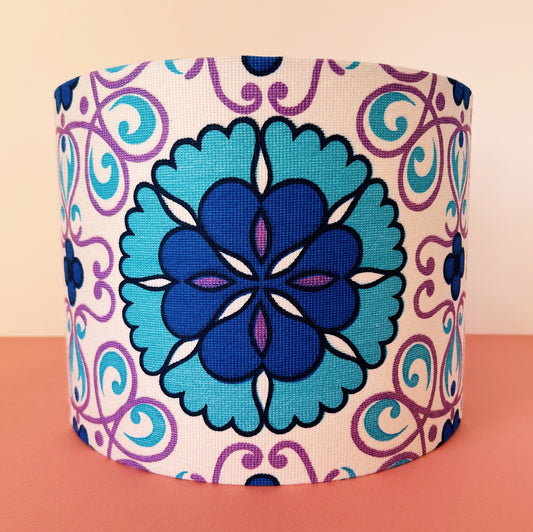 Blue and purple retro fabric lampshade