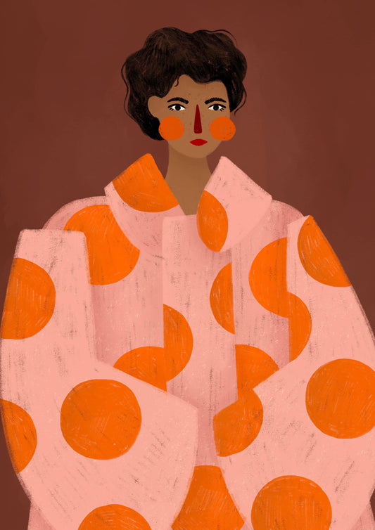 The woman with the orange dots A3 art print